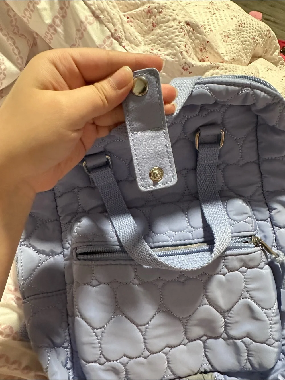 wild fable Light Blue Quilted Heart Backpack